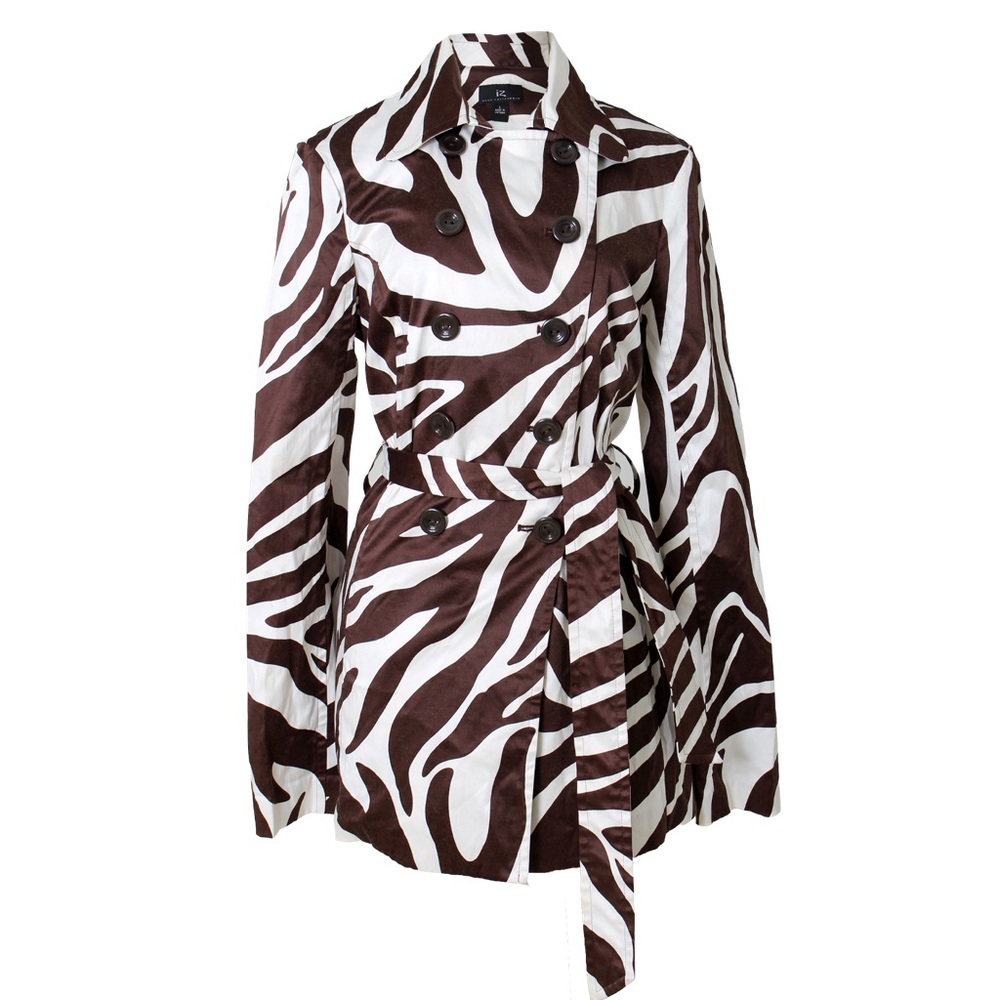 iz Byer California Vintage Brown and White Animal Print Coat L